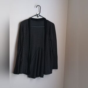 Metaphor Cardigan Women L Gray and Black Striped Casual Office Academia Preppy